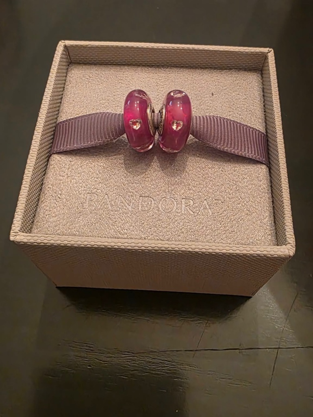 Pandora Cerise Heart Murano Glass Charm.